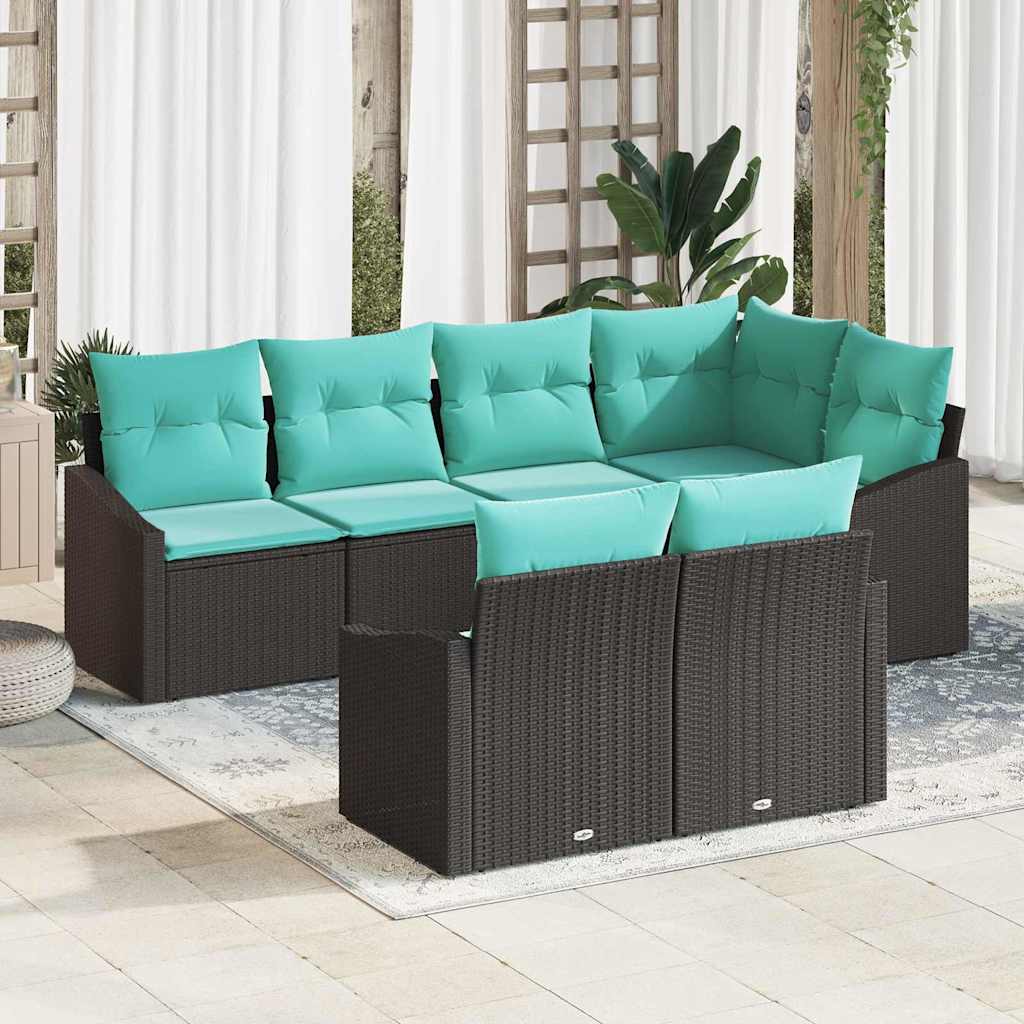 Sofa Set 7 stk. Schwarz [Synthetisch]: Poly Rattan