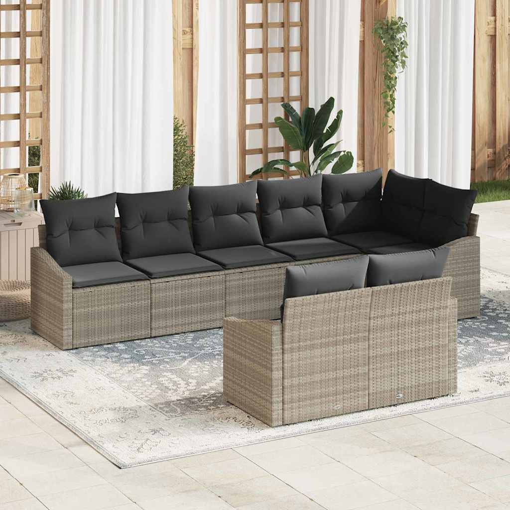 Sofa Set 8 stk. Hellgrau [Synthetisch]: Poly Rattan
