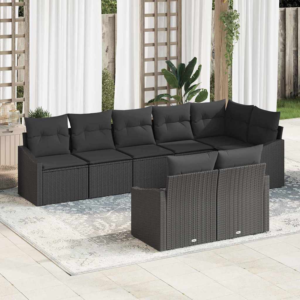 Sofa Set 8 stk. Schwarz [Synthetisch]: Poly Rattan