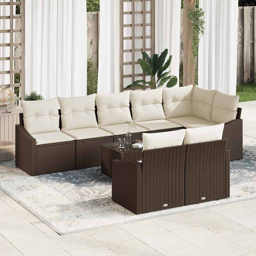 Sofa Set 9 stk. Braun [Synthetisch]: Poly Rattan