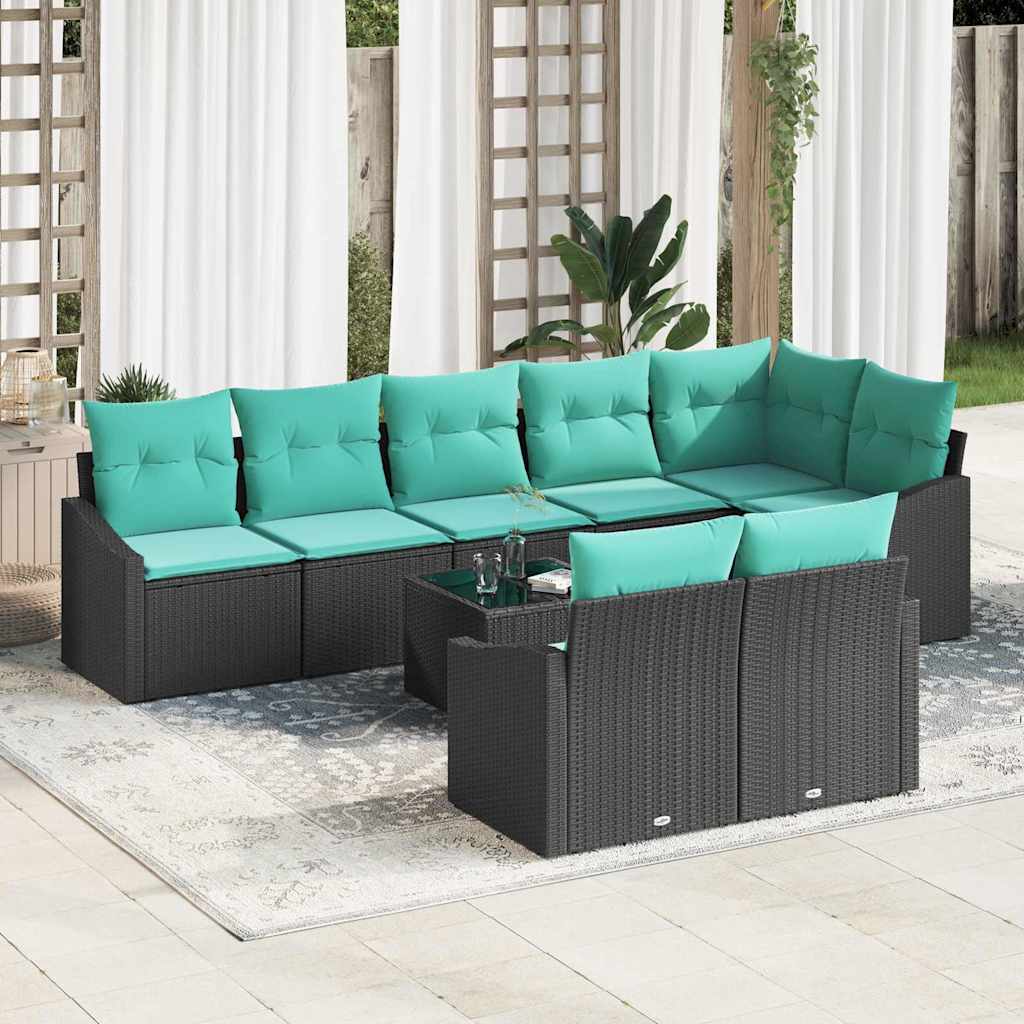 Sofa Set 9 stk. Schwarz [Synthetisch]: Poly Rattan