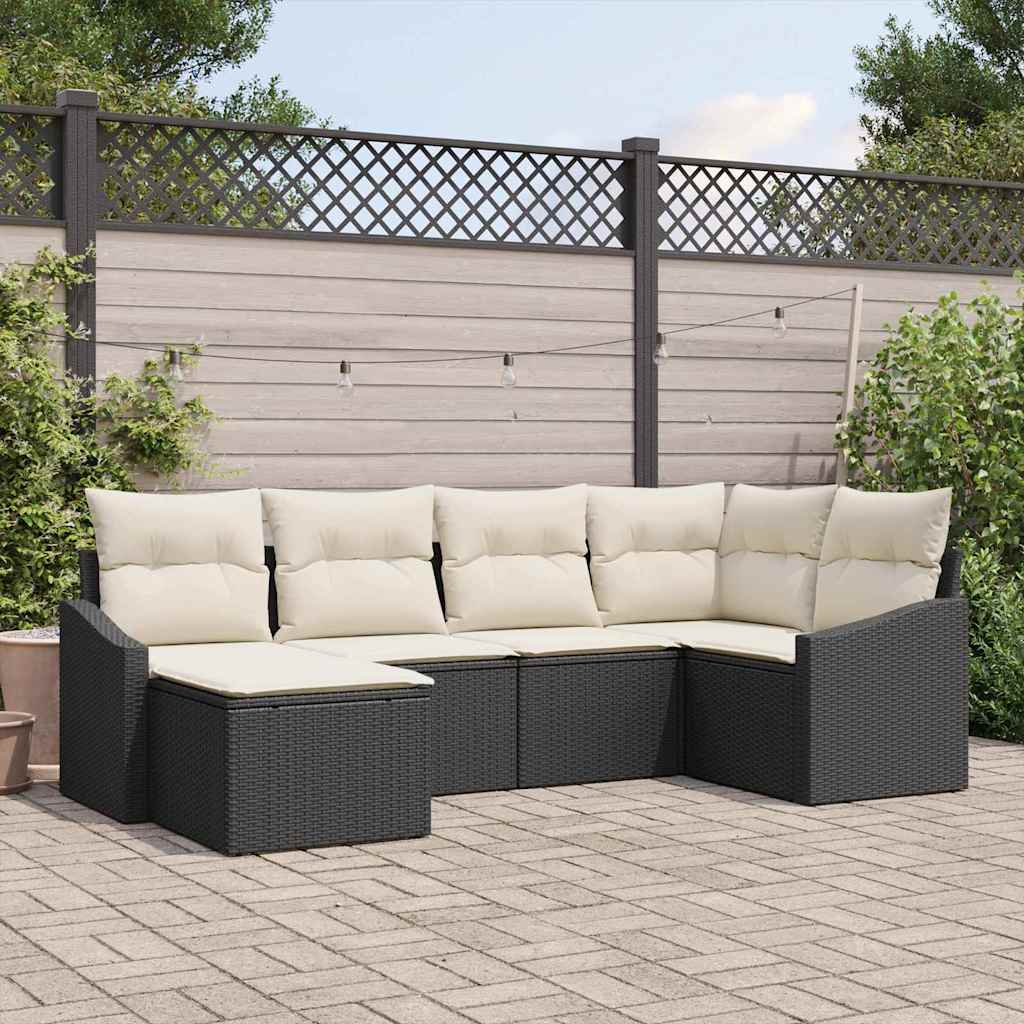 Sofa Set 6 stk. Schwarz [Synthetisch]: Poly Rattan
