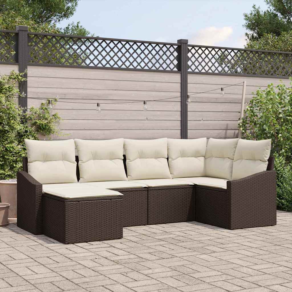Sofa Set 6 stk. Braun [Synthetisch]: Poly Rattan