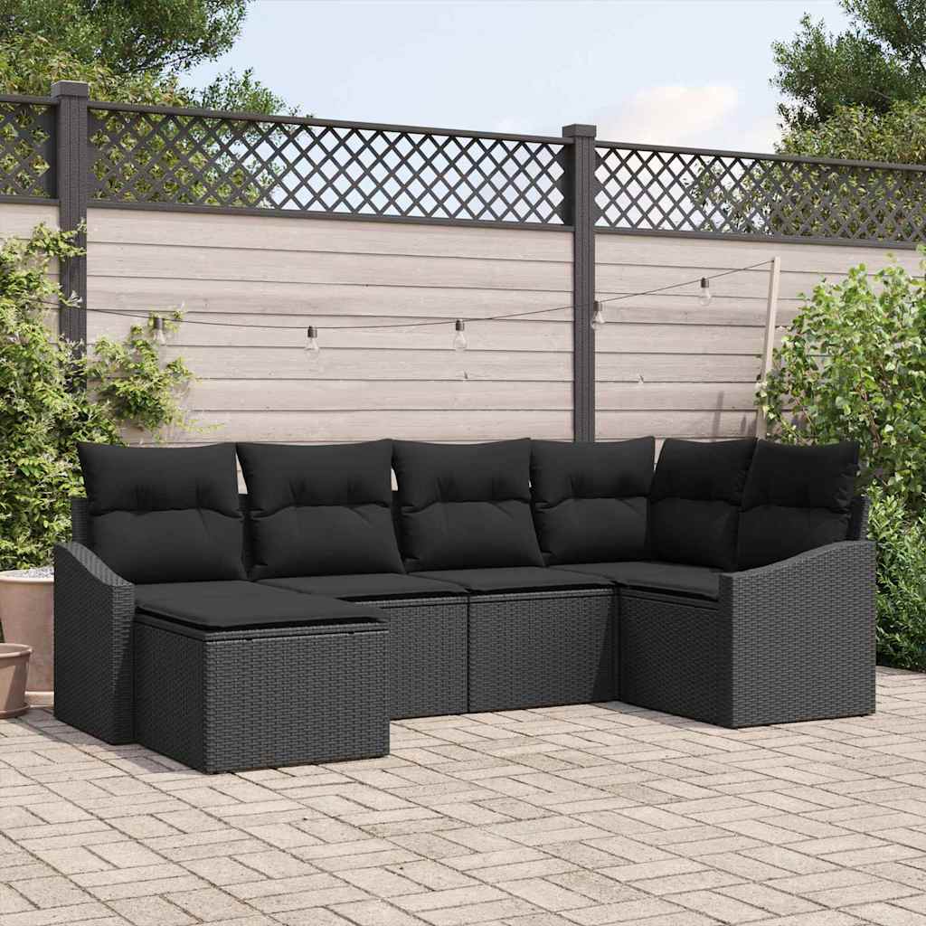 Sofa Set 6 stk. Schwarz [Synthetisch]: Poly Rattan