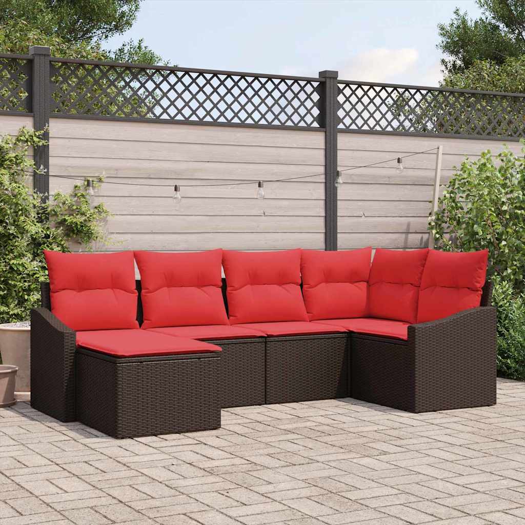 Sofa Set 6 stk. Braun [Synthetisch]: Poly Rattan