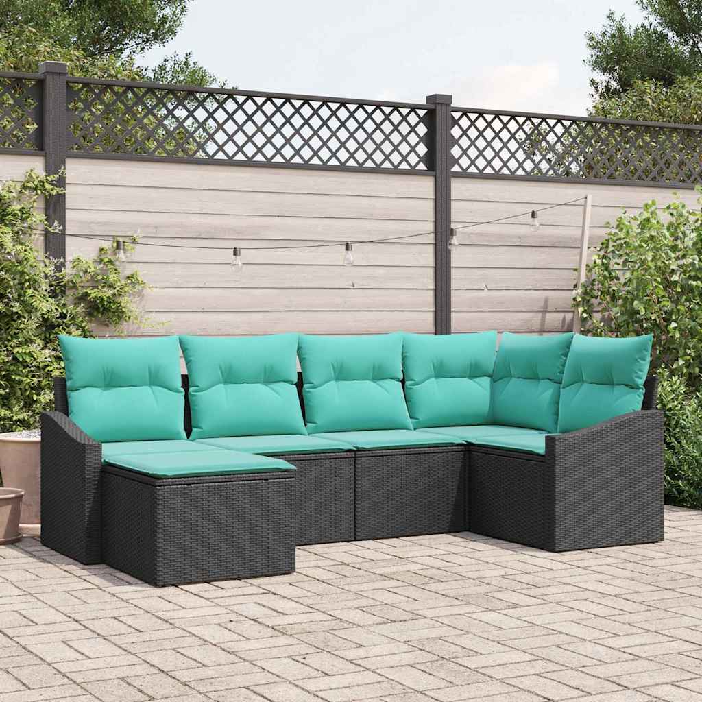 Sofa Set 6 stk. Schwarz [Synthetisch]: Poly Rattan