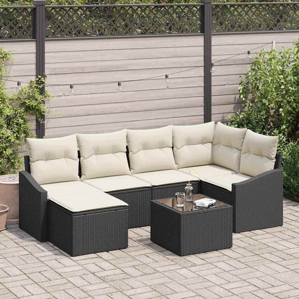Sofa Set 7 stk. Schwarz [Synthetisch]: Poly Rattan