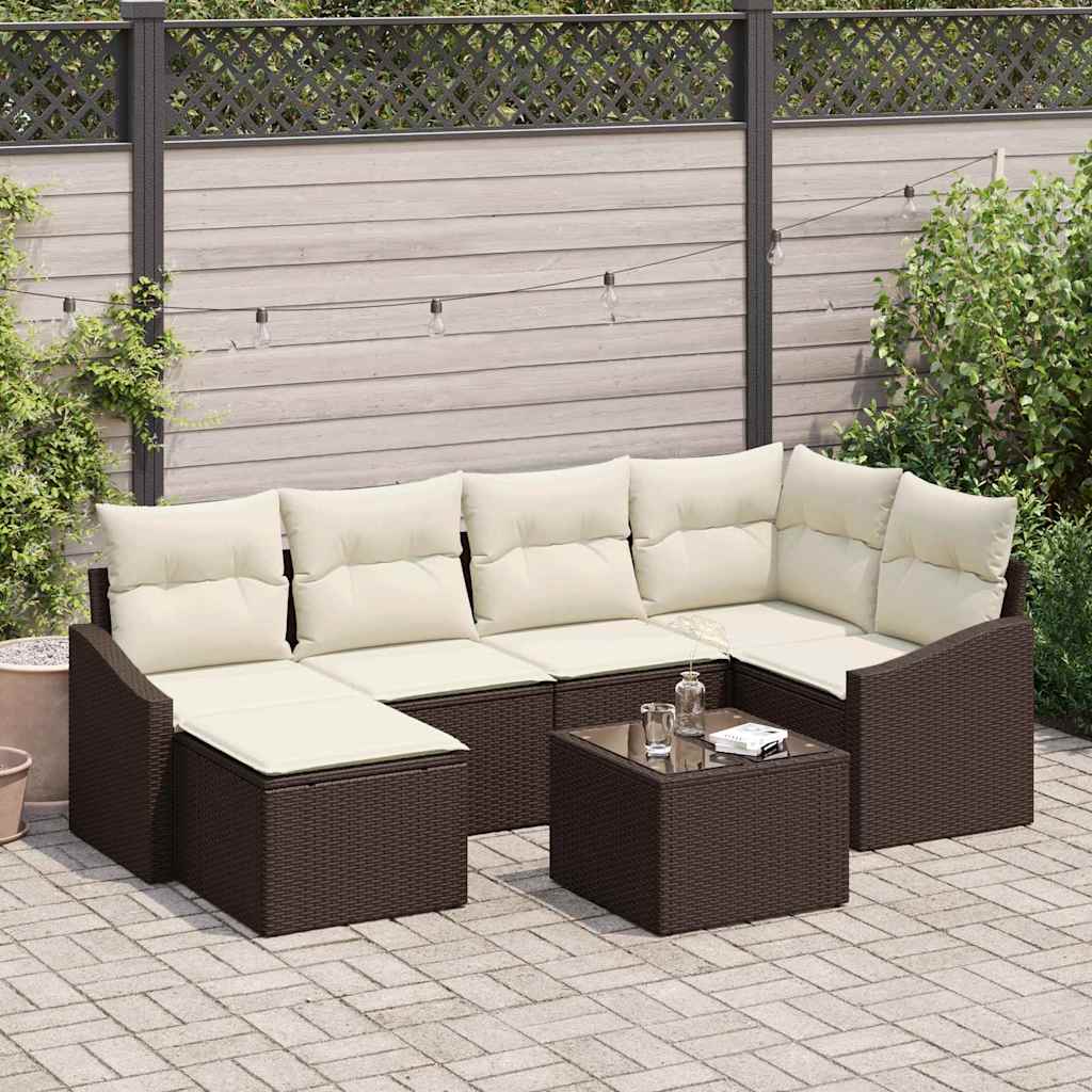 Sofa Set 7 stk. Braun [Synthetisch]: Poly Rattan