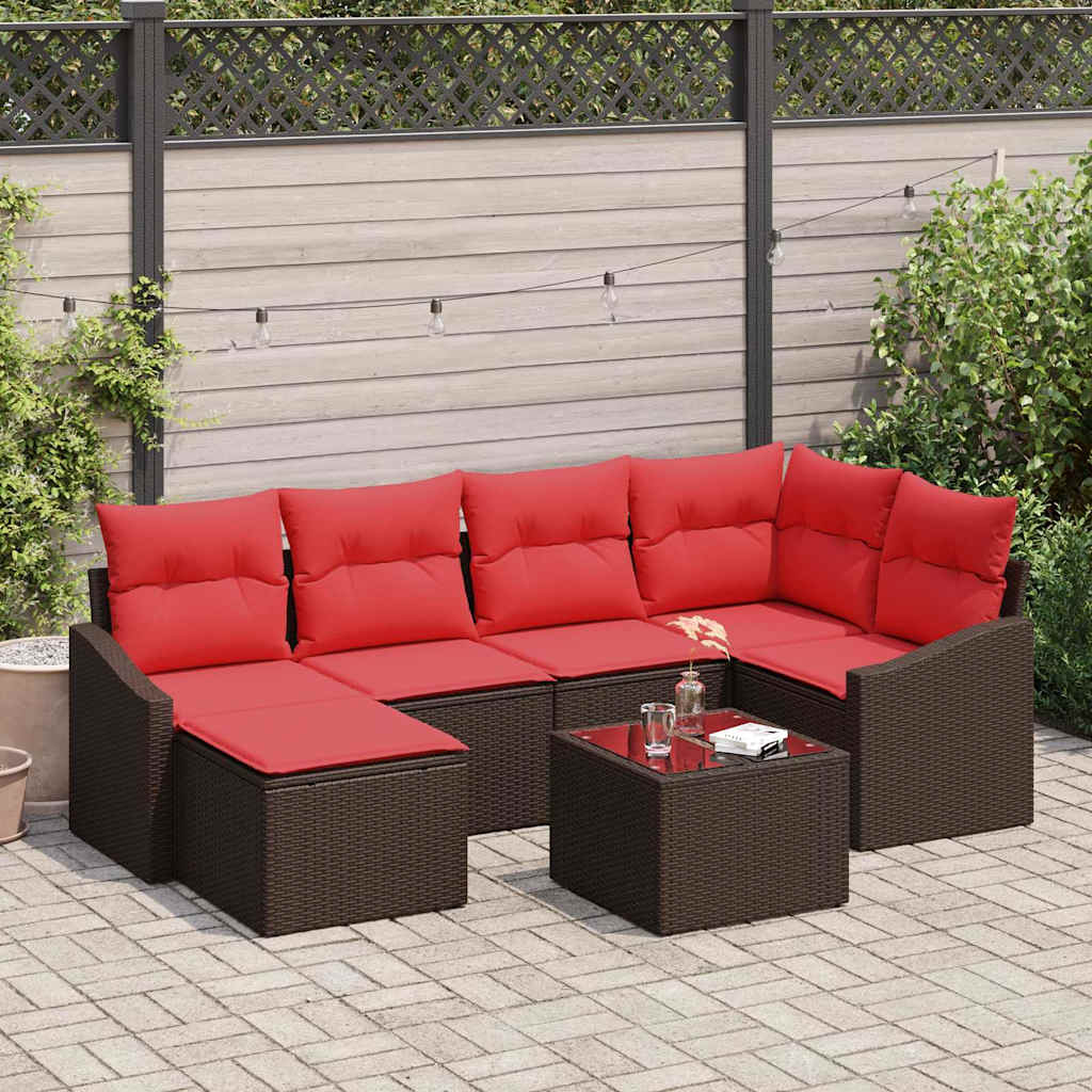 Sofa Set 7 stk. Braun [Synthetisch]: Poly Rattan