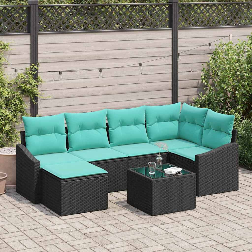 Sofa Set 7 stk. Schwarz [Synthetisch]: Poly Rattan