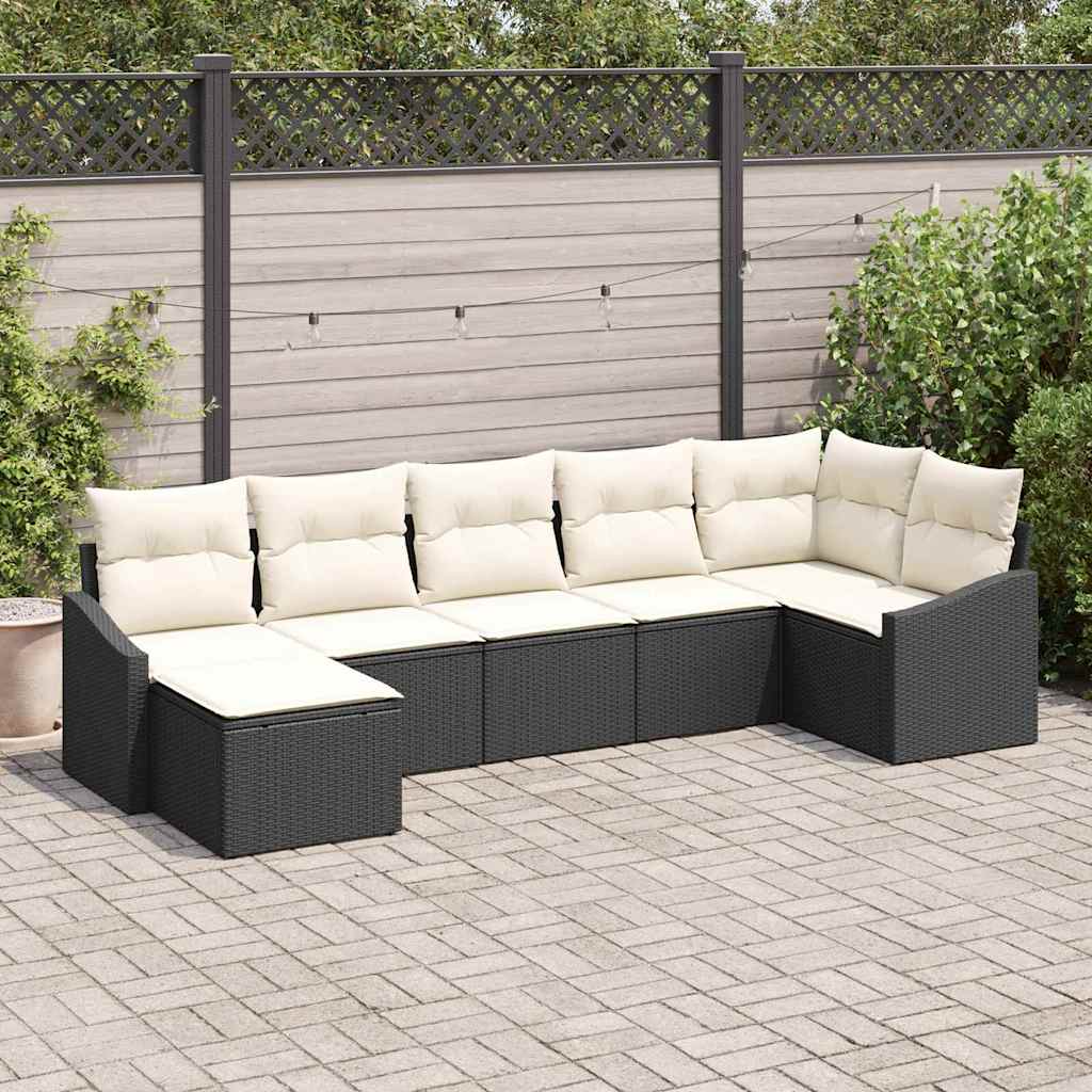 Sofa Set 7 stk. Schwarz [Synthetisch]: Poly Rattan