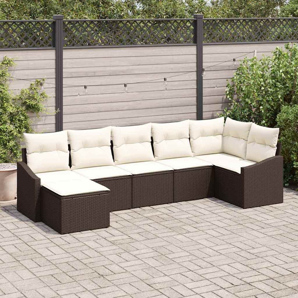 Sofa Set 7 stk. Braun [Synthetisch]: Poly Rattan