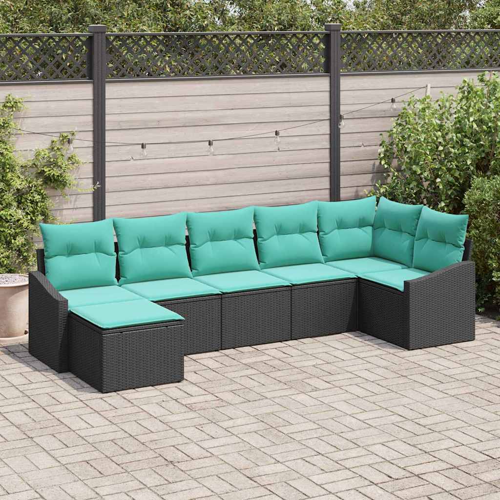 Sofa Set 7 stk. Schwarz [Synthetisch]: Poly Rattan