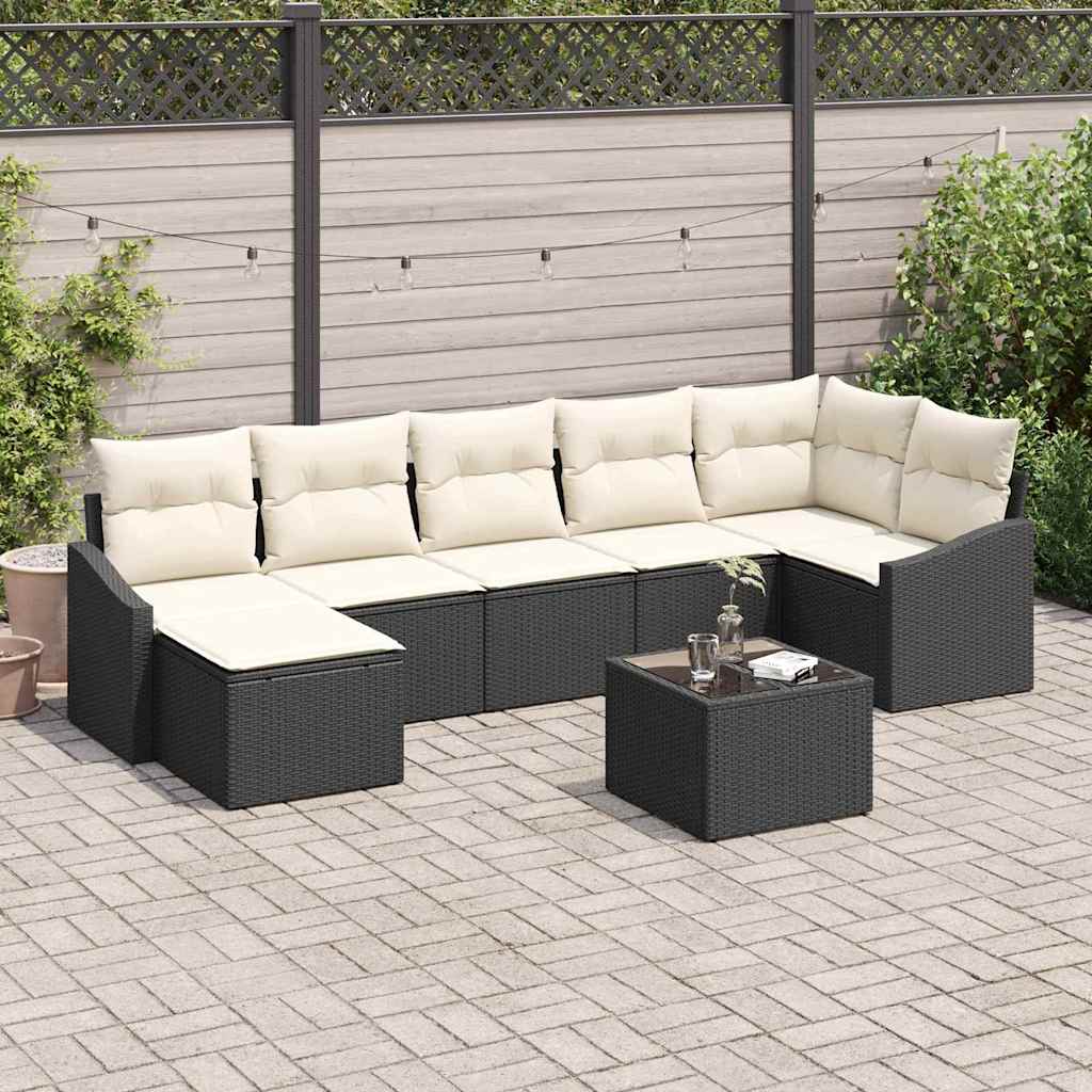 Sofa Set 8 stk. Schwarz [Synthetisch]: Poly Rattan