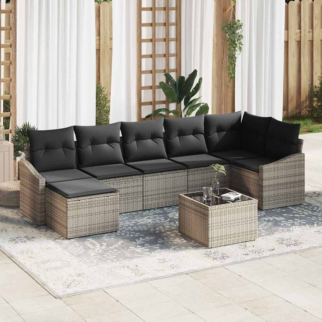 Sofa Set 8 stk. Grau [Synthetisch]: Poly Rattan