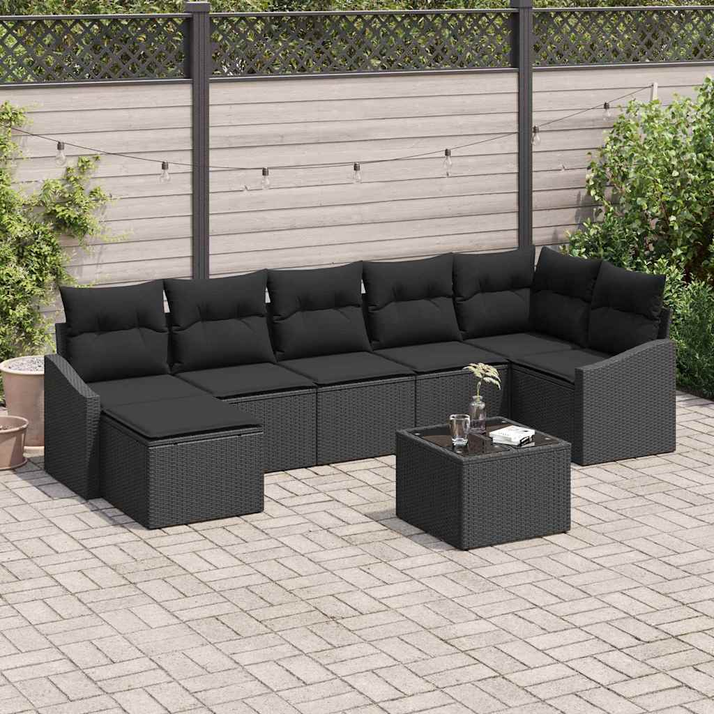 Sofa Set 8 stk. Schwarz [Synthetisch]: Poly Rattan