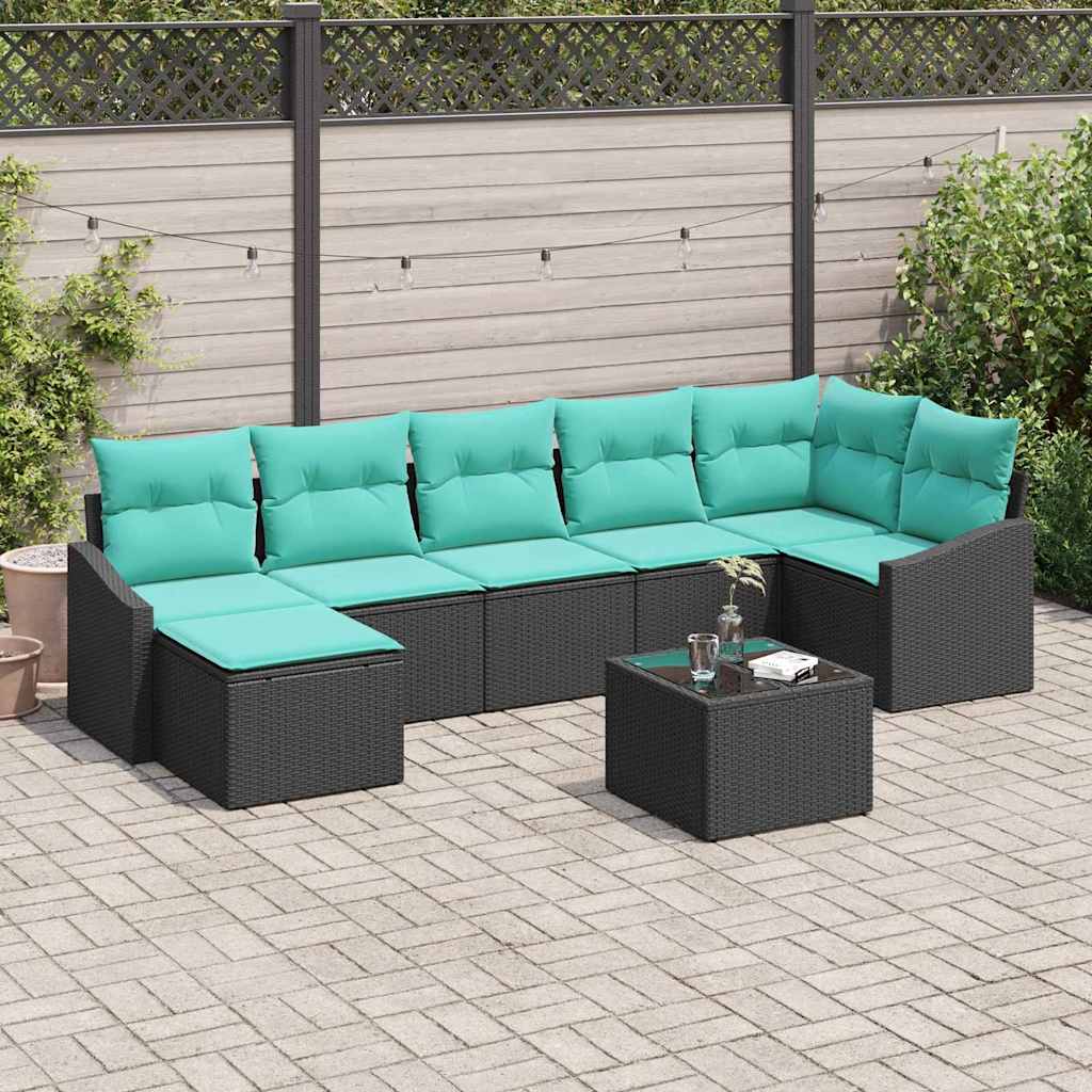 Sofa Set 8 stk. Schwarz [Synthetisch]: Poly Rattan