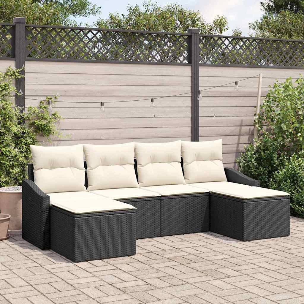 Sofa Set 6 stk. Schwarz [Synthetisch]: Poly Rattan