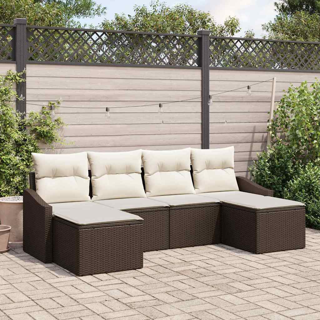 Sofa Set 6 stk. Braun [Synthetisch]: Poly Rattan