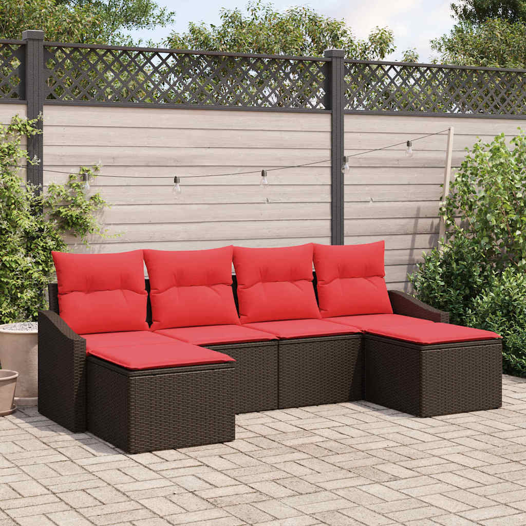 Sofa Set 6 stk. Braun [Synthetisch]: Poly Rattan