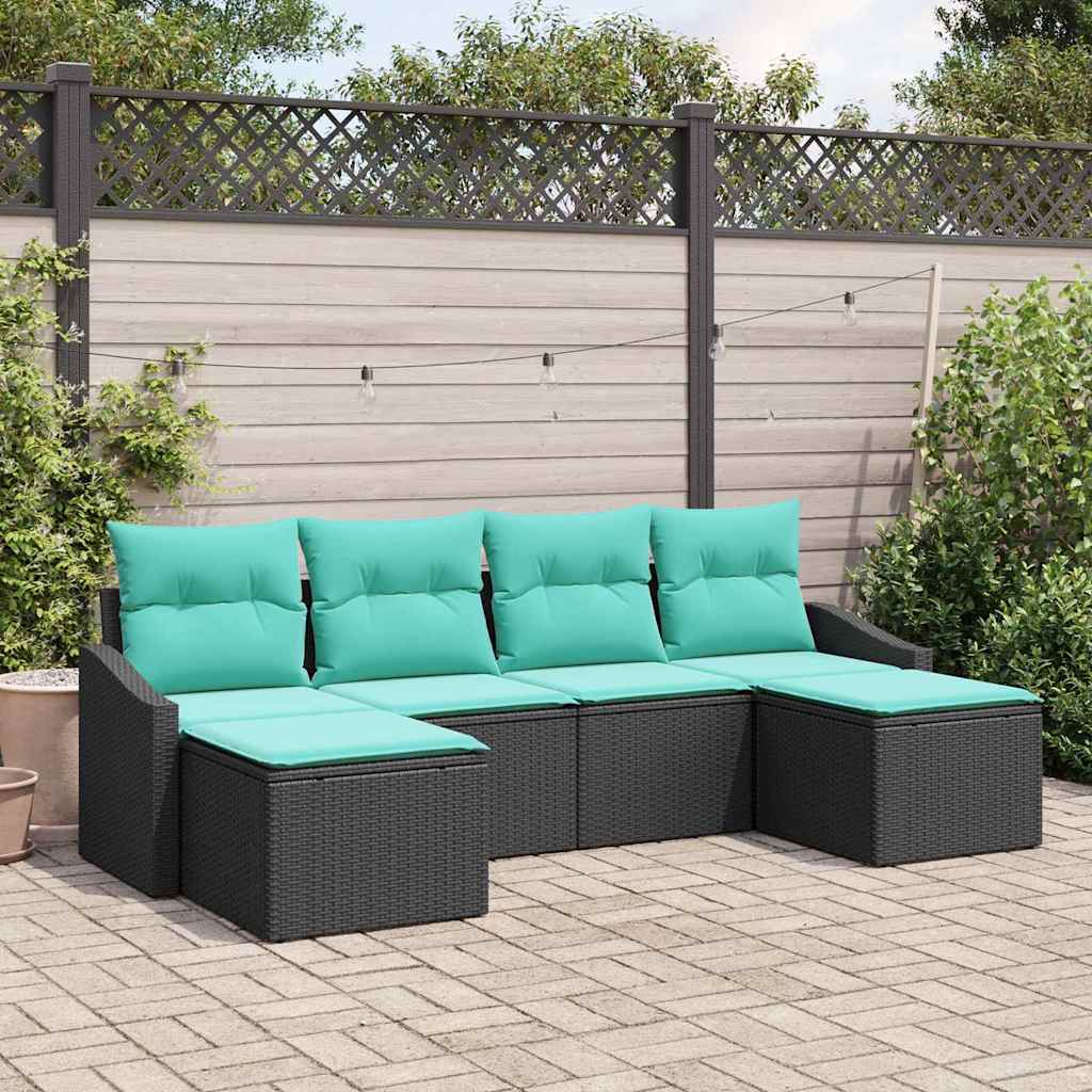 Sofa Set 6 stk. Schwarz [Synthetisch]: Poly Rattan
