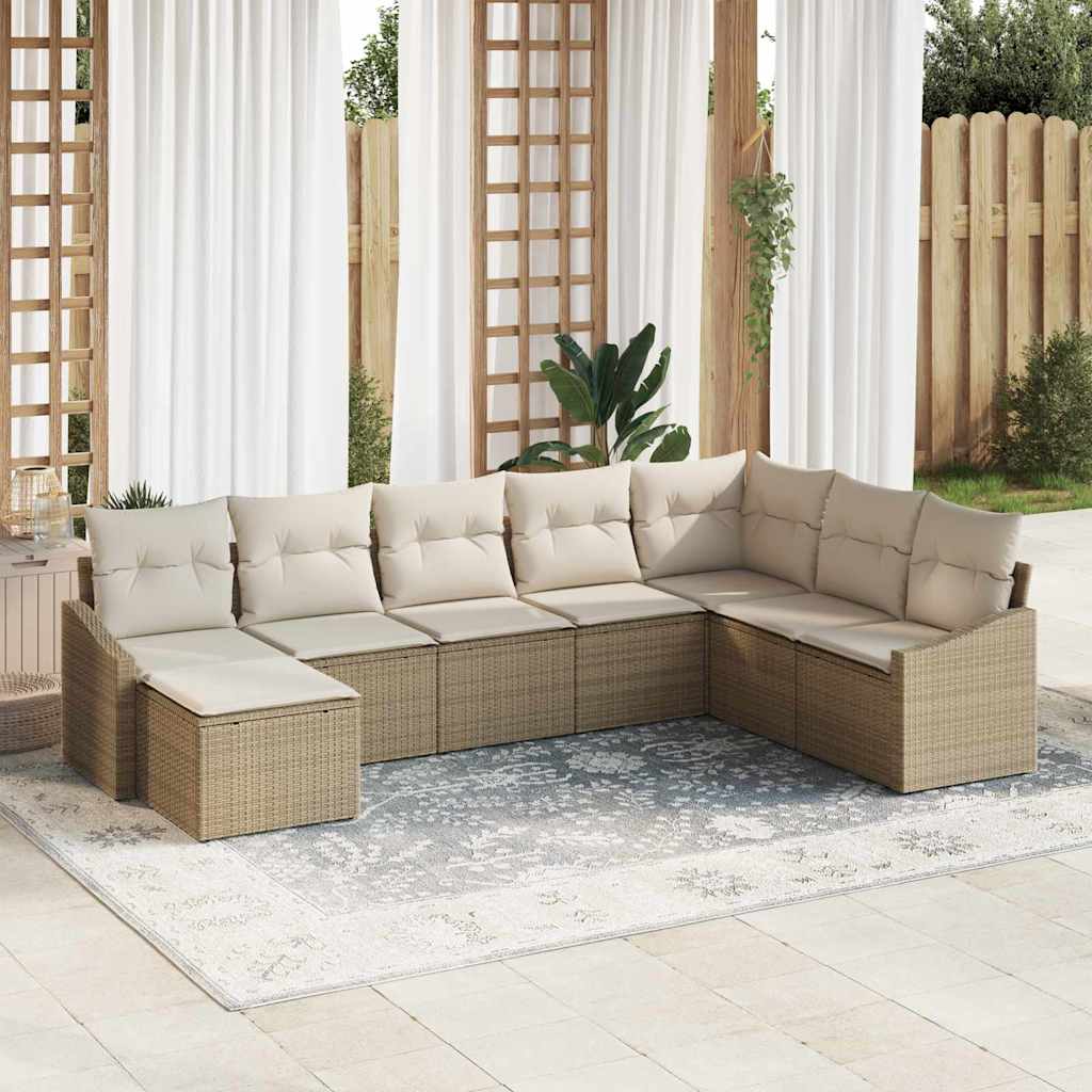 Sofa Set 8 stk. Beige [Synthetisch]: Poly Rattan