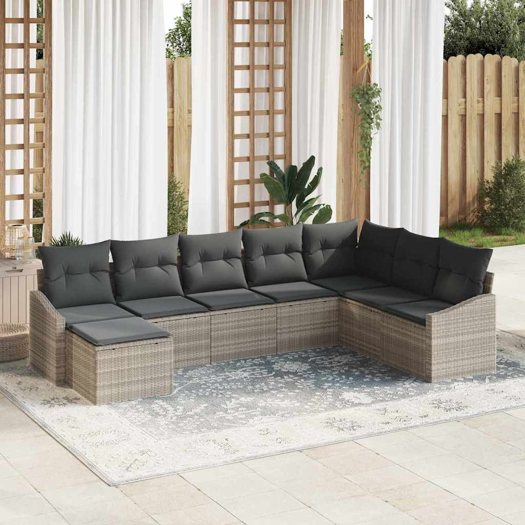 Sofa Set 8 stk. Hellgrau [Synthetisch]: Poly Rattan