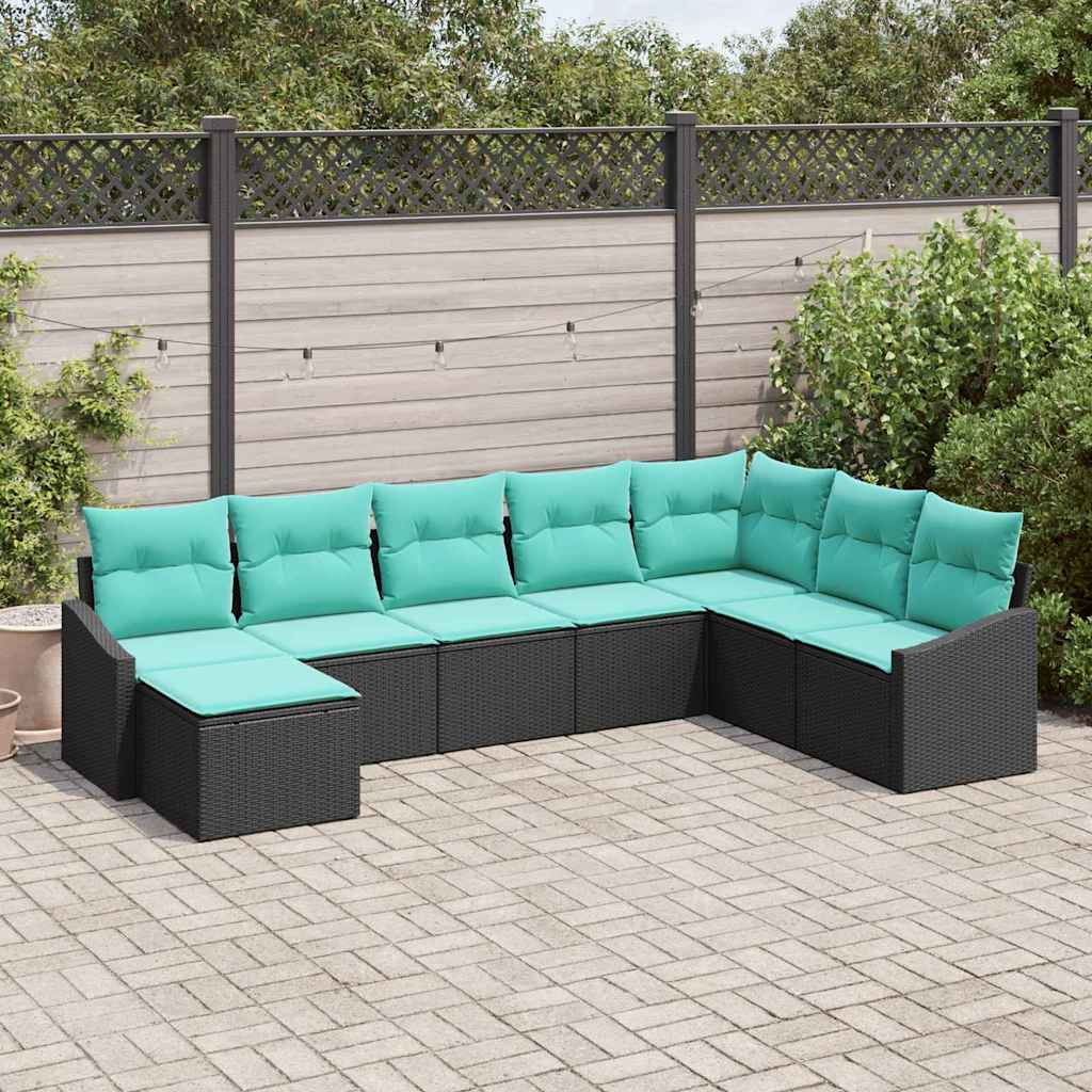 Sofa Set 8 stk. Schwarz [Synthetisch]: Poly Rattan