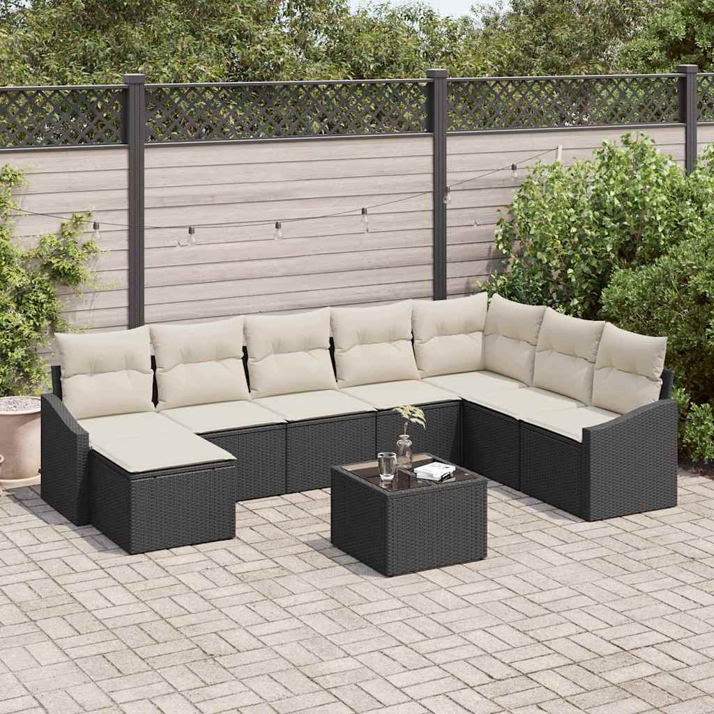 Sofa Set 9 stk. Schwarz [Synthetisch]: Poly Rattan