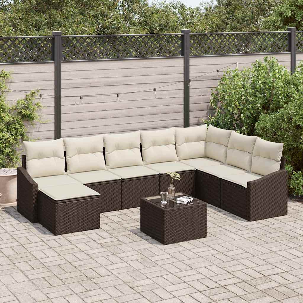 Sofa Set 9 stk. Braun [Synthetisch]: Poly Rattan