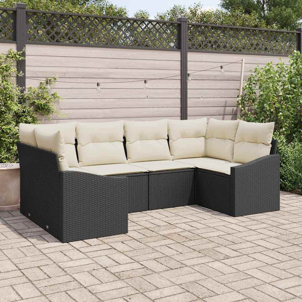 Sofa Set 6 stk. Schwarz [Synthetisch]: Poly Rattan