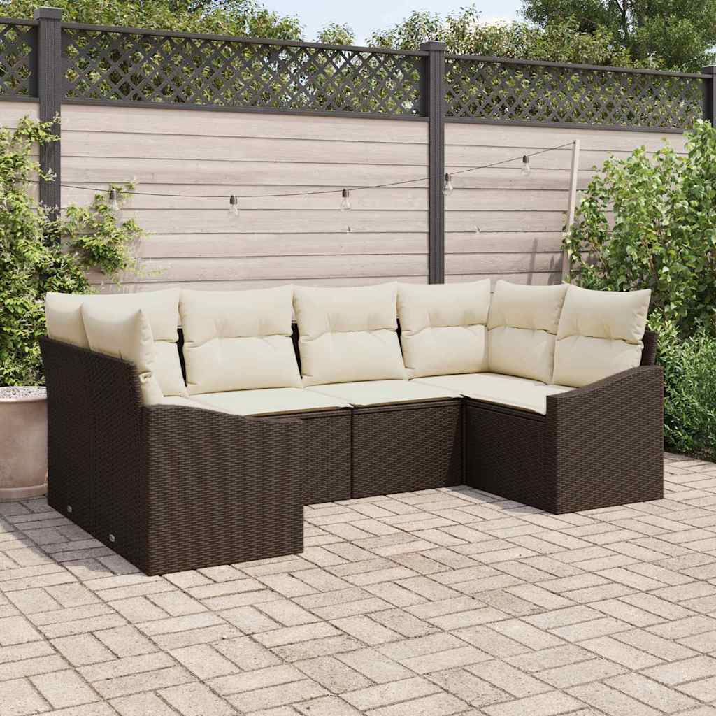 Sofa Set 6 stk. Braun [Synthetisch]: Poly Rattan