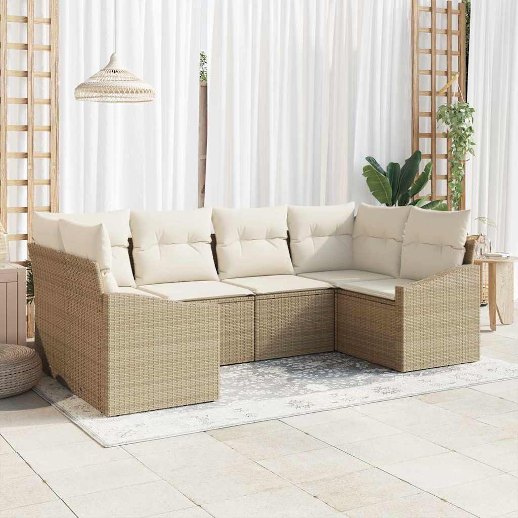 Sofa Set 6 stk. Beige [Synthetisch]: Poly Rattan