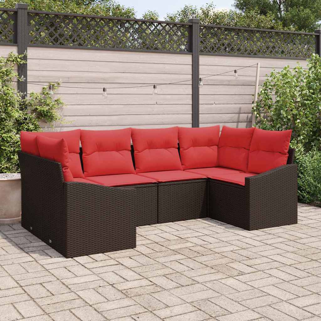 Sofa Set 6 stk. Braun [Synthetisch]: Poly Rattan