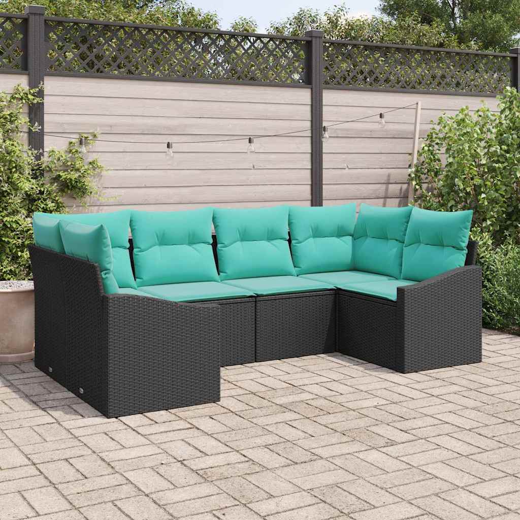 Sofa Set 6 stk. Schwarz [Synthetisch]: Poly Rattan