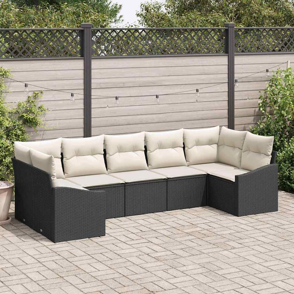 Sofa Set 7 stk. Schwarz [Synthetisch]: Poly Rattan
