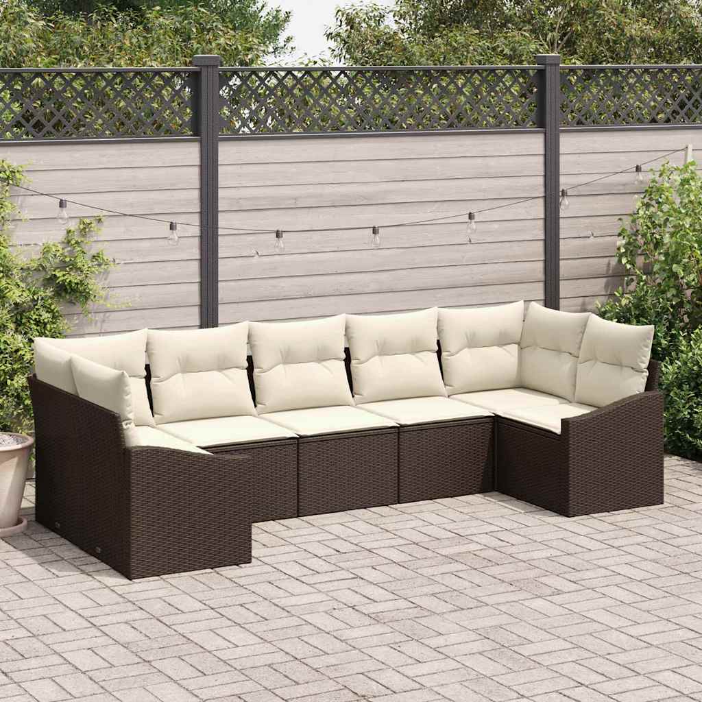 Sofa Set 7 stk. Braun [Synthetisch]: Poly Rattan