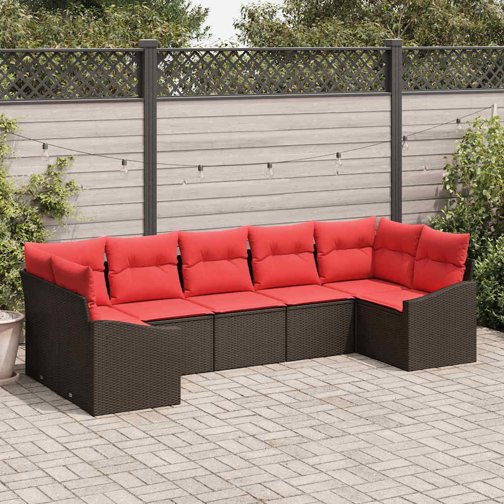 Sofa Set 7 stk. Braun [Synthetisch]: Poly Rattan