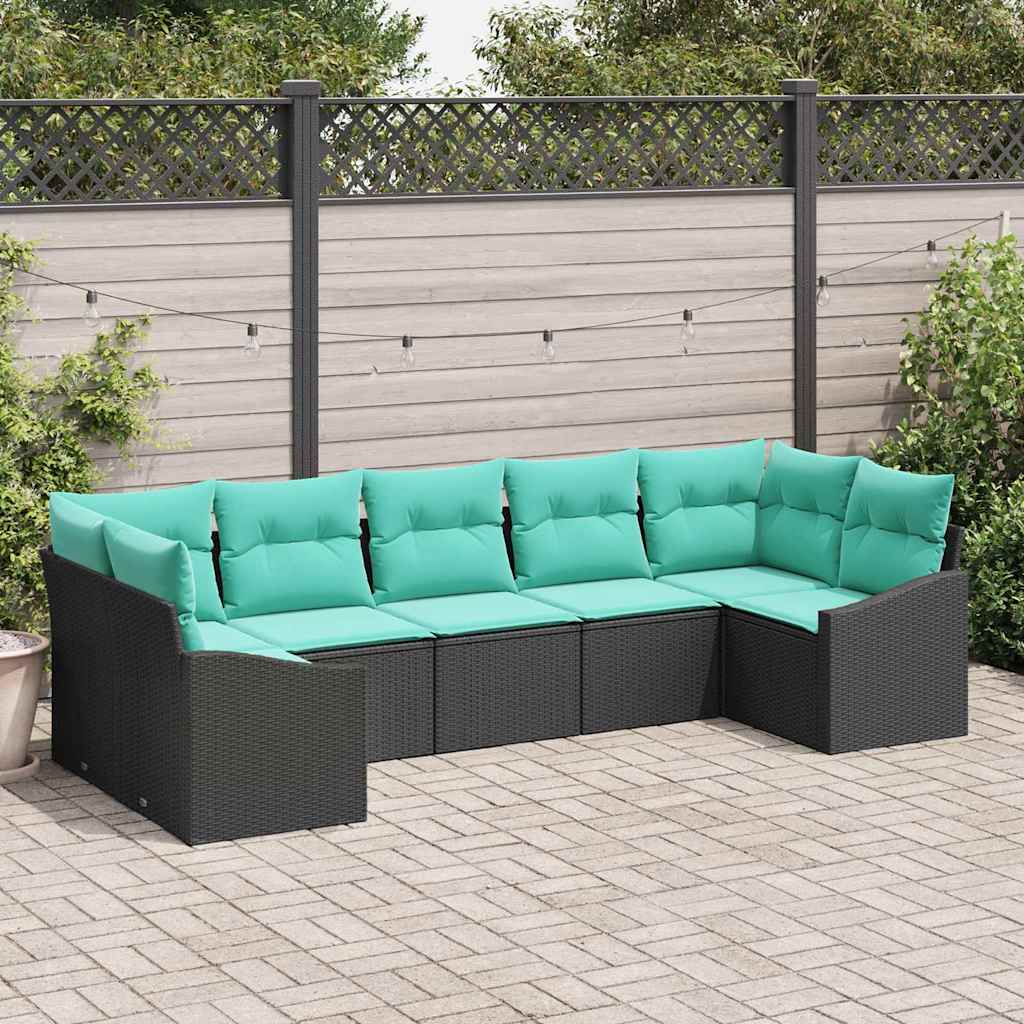 Sofa Set 7 stk. Schwarz [Synthetisch]: Poly Rattan