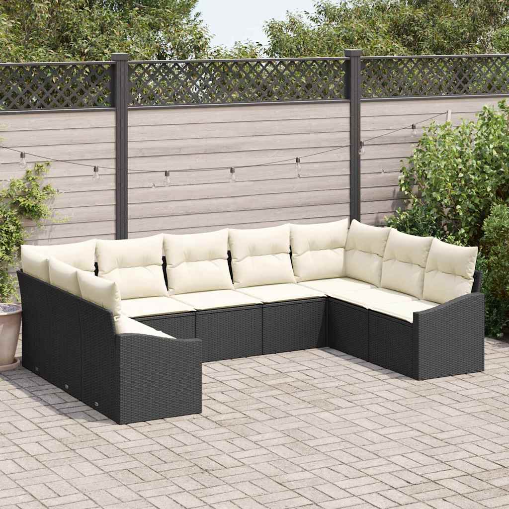 Sofa Set 9 stk. Schwarz [Synthetisch]: Poly Rattan