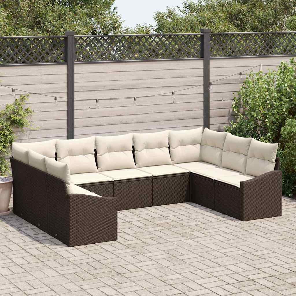 Sofa Set 9 stk. Braun [Synthetisch]: Poly Rattan