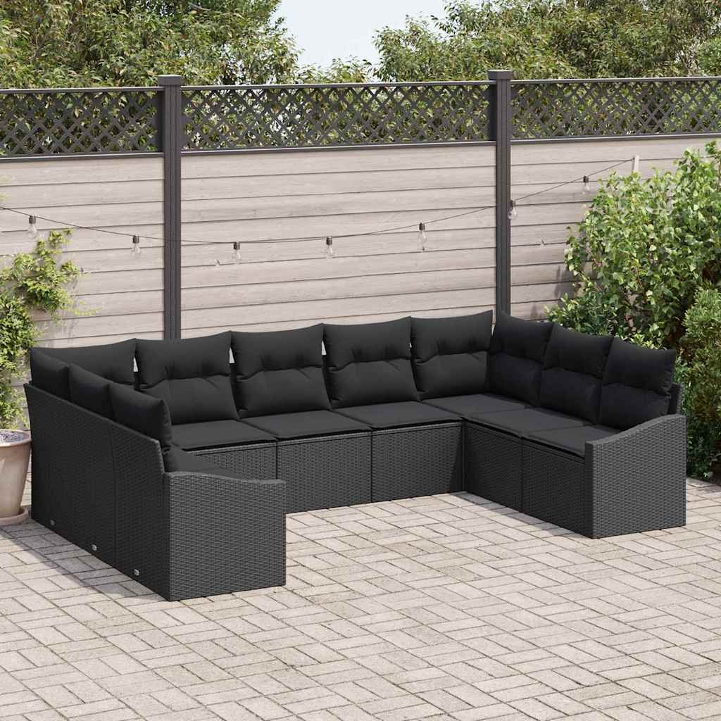 Sofa Set 9 stk. Schwarz [Synthetisch]: Poly Rattan