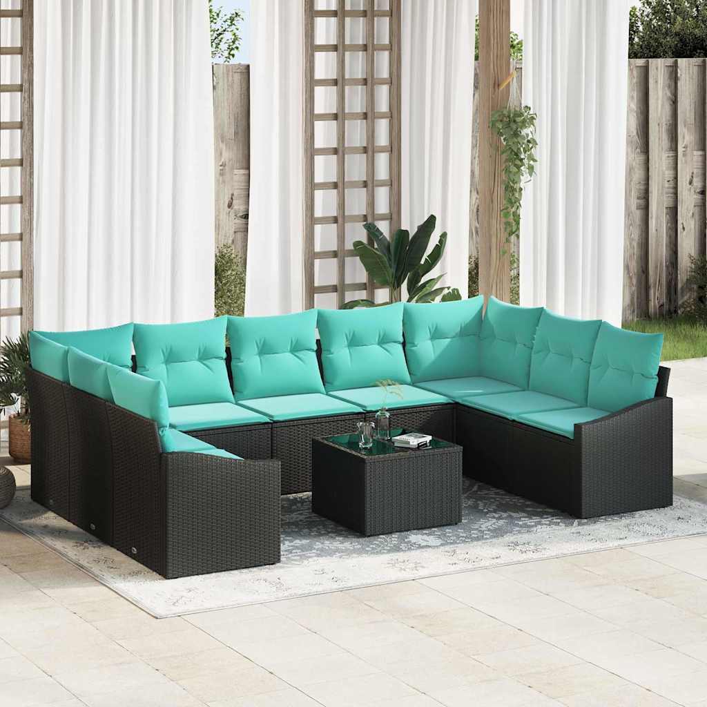Sofa Set 10 stk. Schwarz [Synthetisch]: Poly Rattan