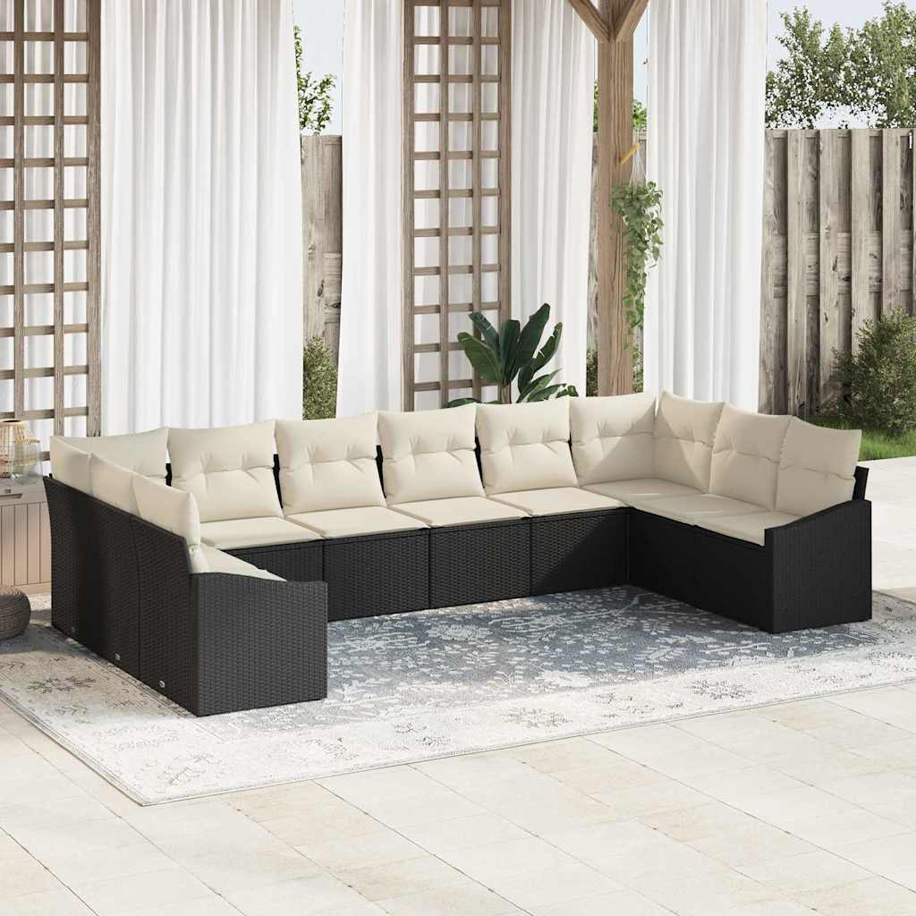 Sofa Set 10 stk. Schwarz [Synthetisch]: Poly Rattan
