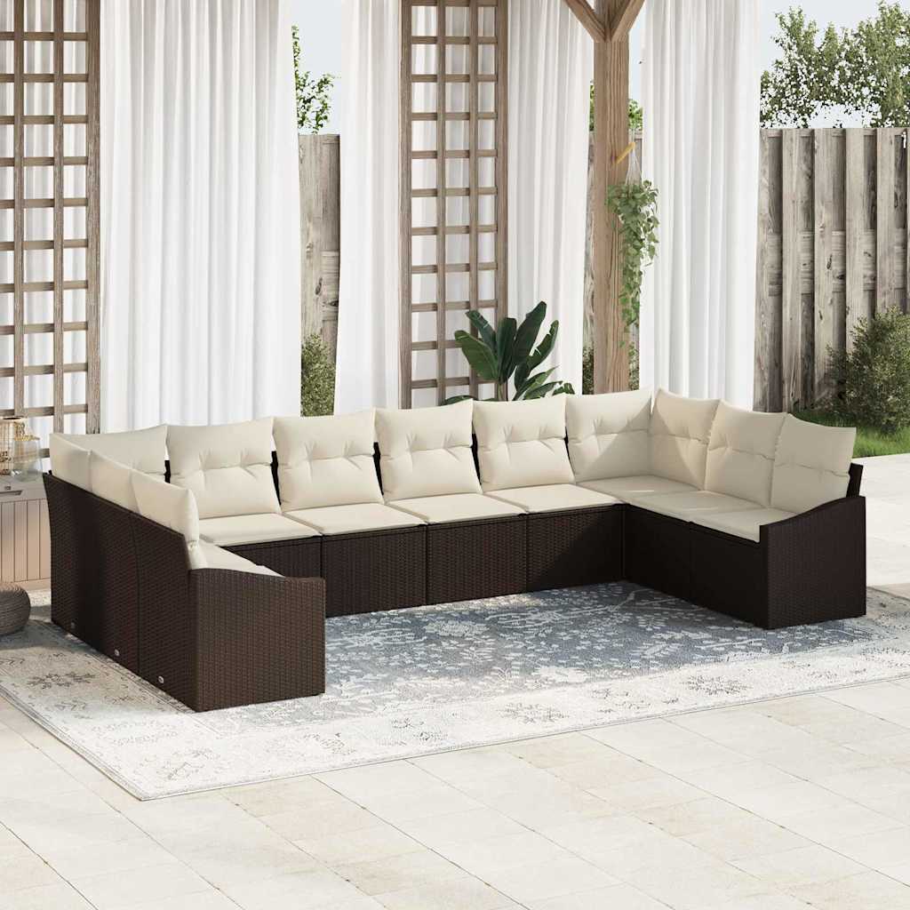 Sofa Set 10 stk. Braun [Synthetisch]: Poly Rattan