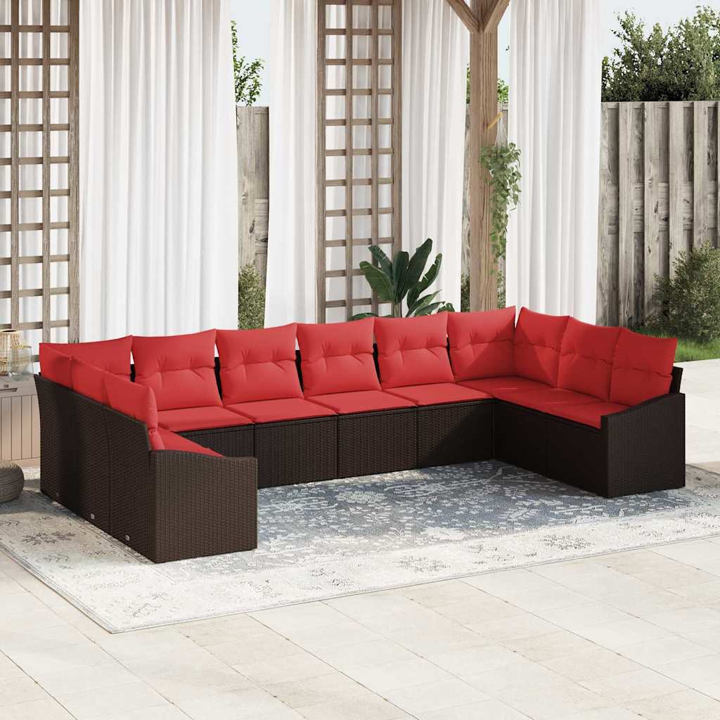 Sofa Set 10 stk. Braun [Synthetisch]: Poly Rattan