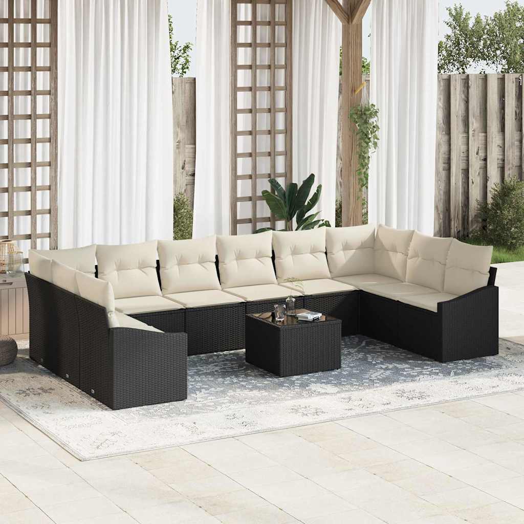 Sofa Set 11 stk. Schwarz [Synthetisch]: Poly Rattan