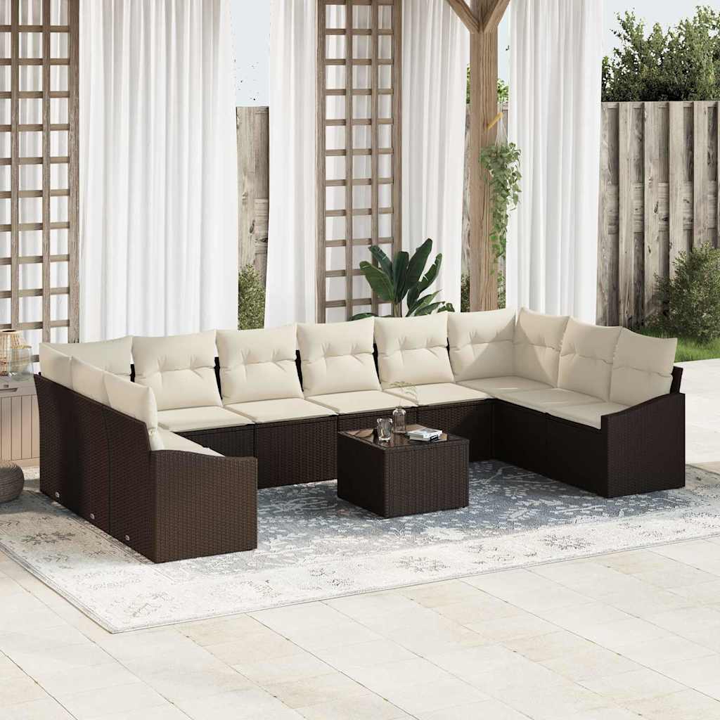 Sofa Set 11 stk. Braun [Synthetisch]: Poly Rattan
