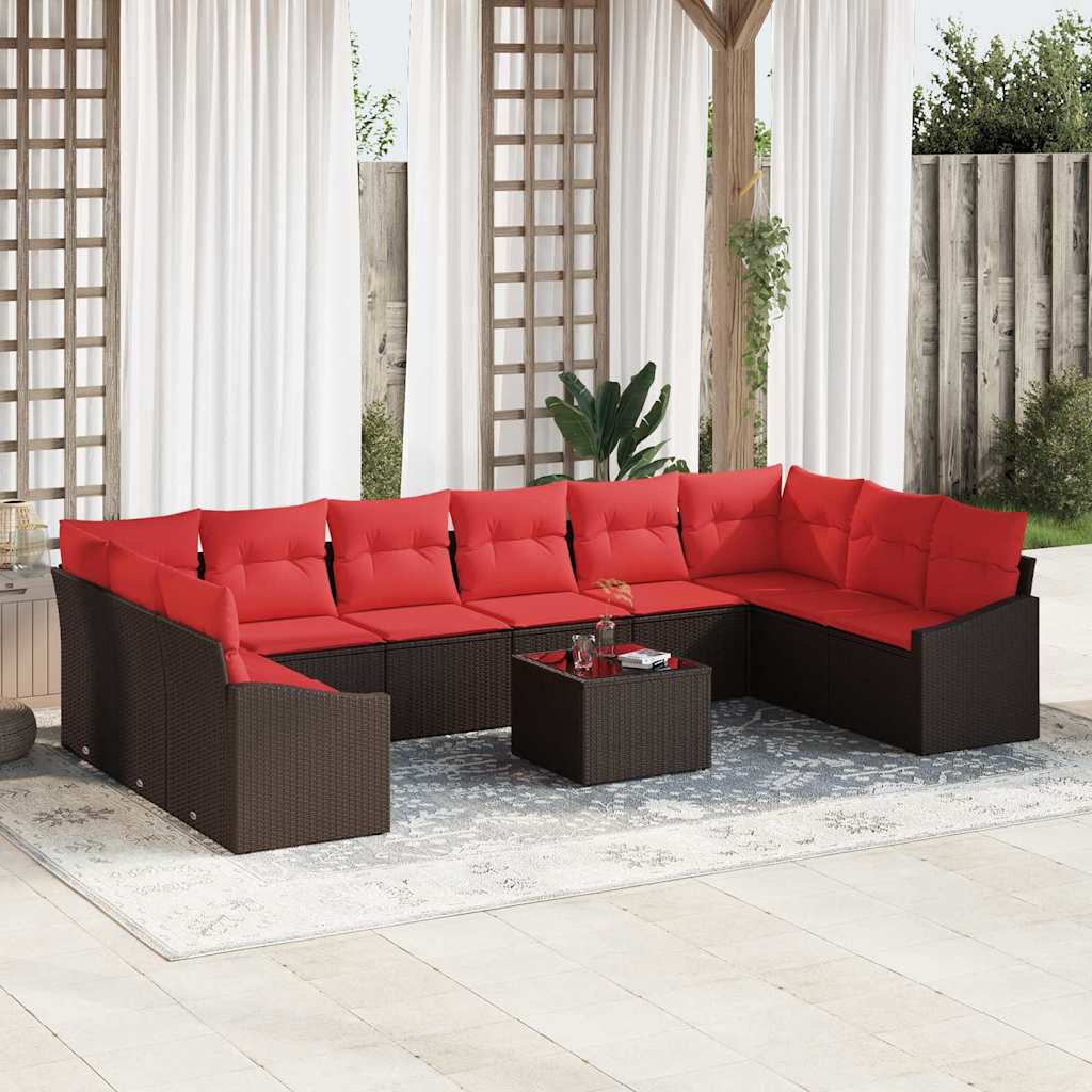 Sofa Set 11 stk. Braun [Synthetisch]: Poly Rattan