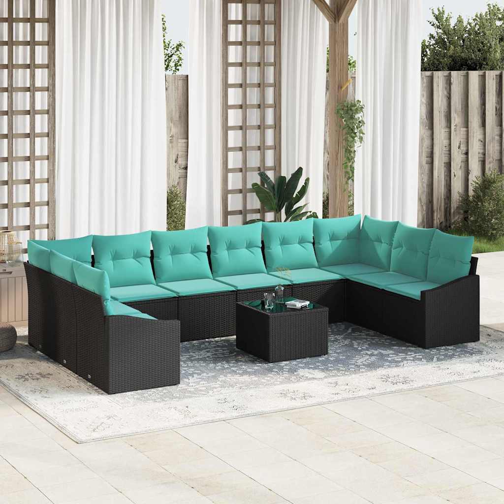 Sofa Set 11 stk. Schwarz [Synthetisch]: Poly Rattan